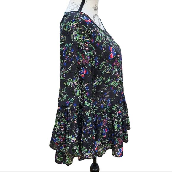 ENTRO -611 by Anthropologie floral pleated blouse crisscross back SMALL Style #T - Picture 3 of 8